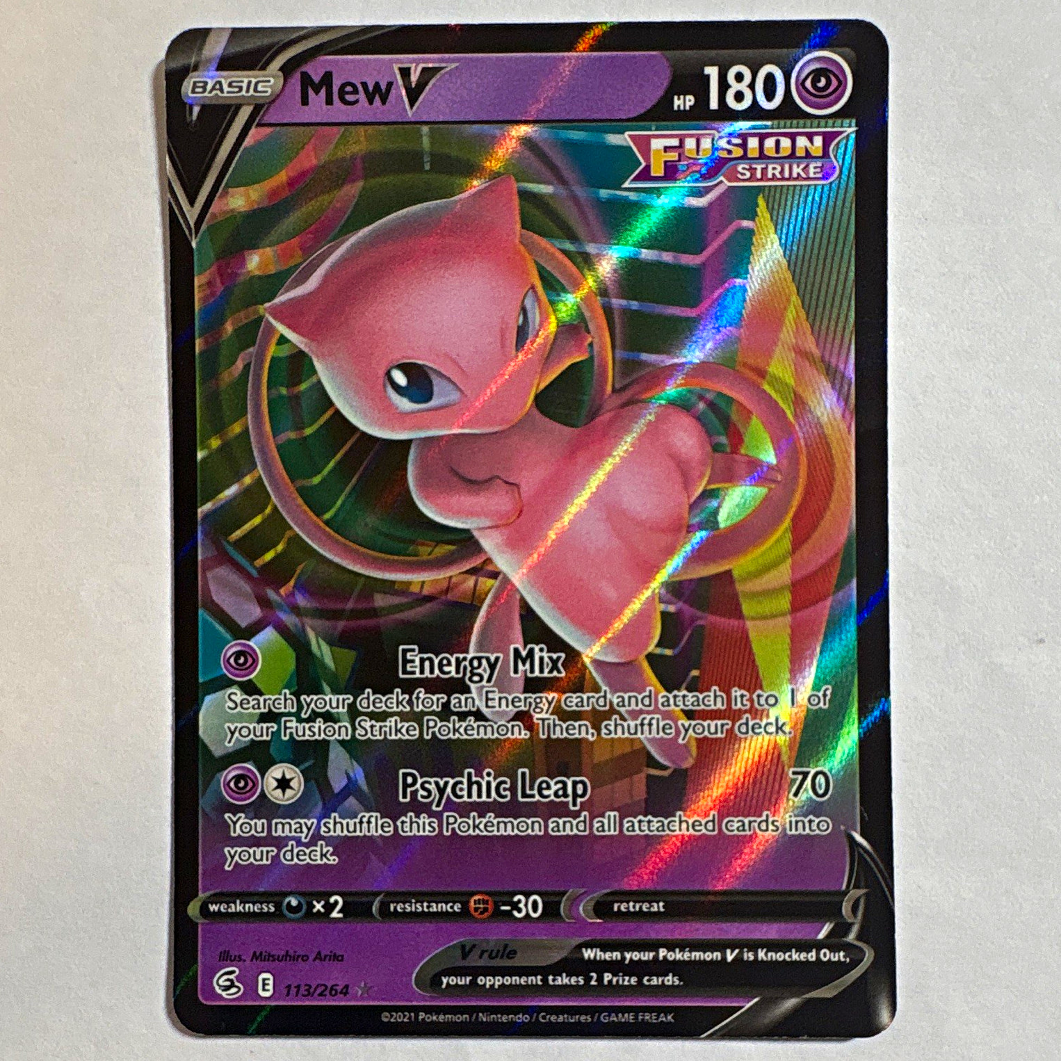 The Pokémon Company Mew V SWSH08 Fusion Strike 113/264 Ultra Rare Holo Eng 2021 The Pokémon Company Mew V SWSH08 Fusion Strike 113/264 Ultra Rare Holo Eng 2021