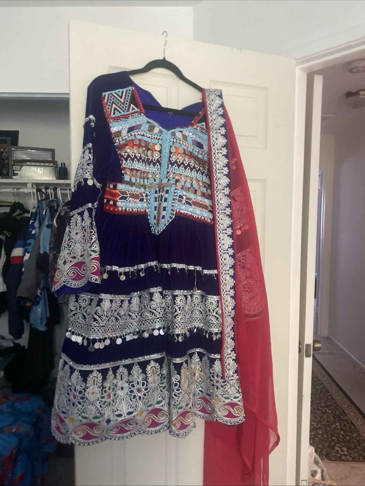 Afghan Clothes Ghandi Afghani Blue and Red Afghan Clothes Ghandi Afghani Blue and Red
