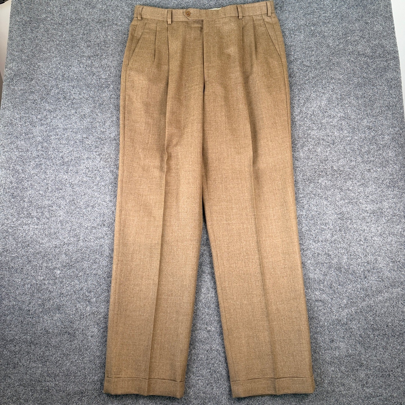 Vintage Brooks Brothers Pants Mens 34x34 Brown Wool Cashmere Pleated 90s