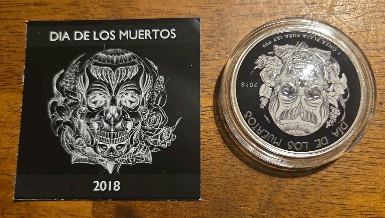 2018 Dia de los Muertos Libertad 1 oz CONCAVE DESIGN PROOF 136 of 500 RARE 2018 Dia de los Muertos Libertad 1 oz CONCAVE DESIGN PROOF 136 of 500 RARE