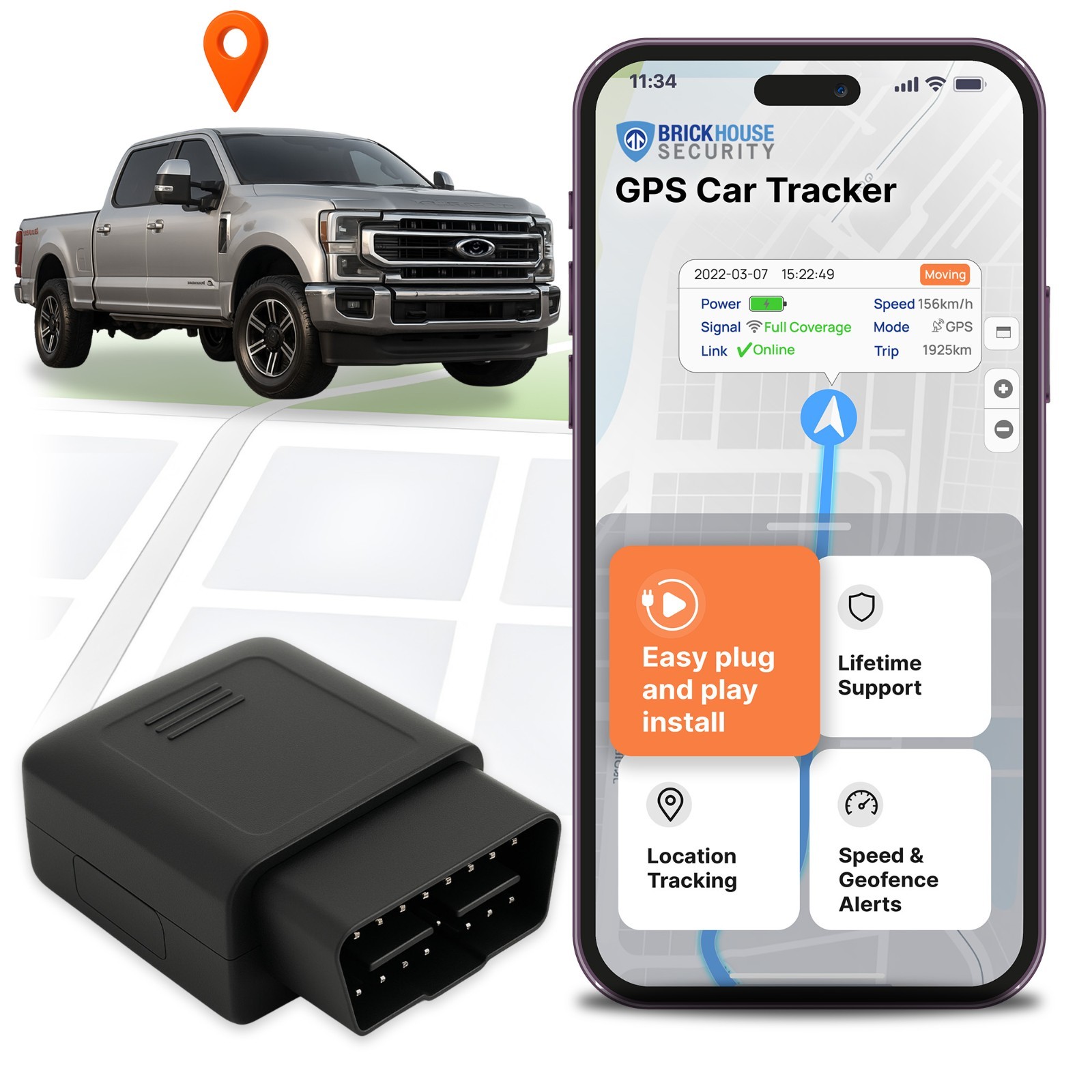 Brickhouse Security TrackPort OBD II Tracking Device - Car GPS Location Tracker Brickhouse Security TrackPort OBD II Tracking Device - Car GPS Location Tracker