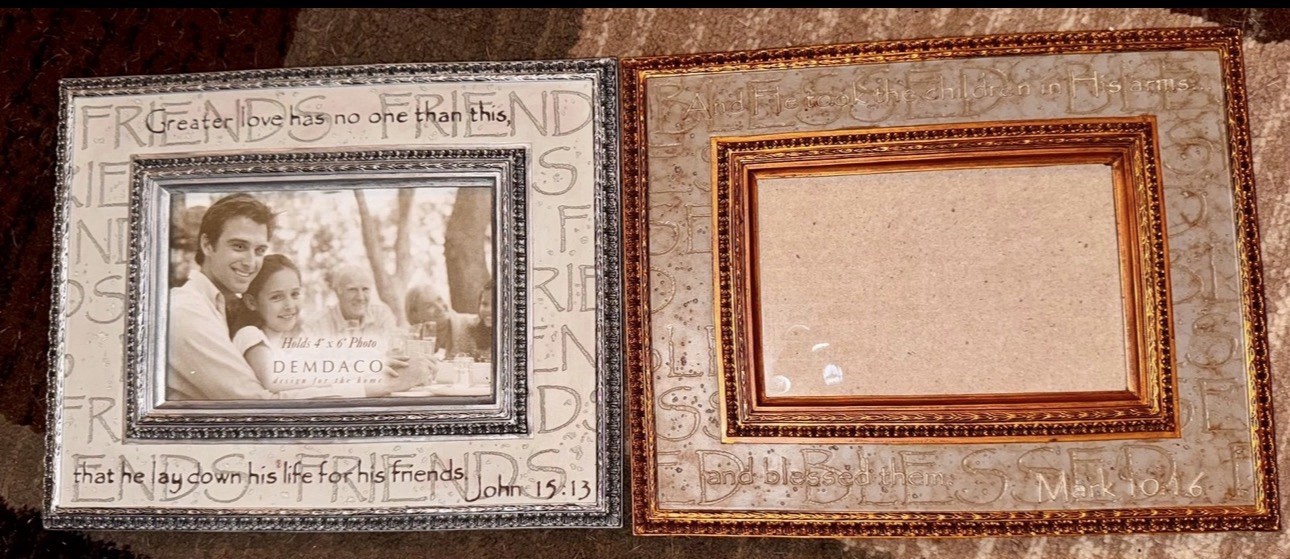 Set of Two Demdaco 4x6 Photo Frame NIV Faith Bill Stross  Etched Resin