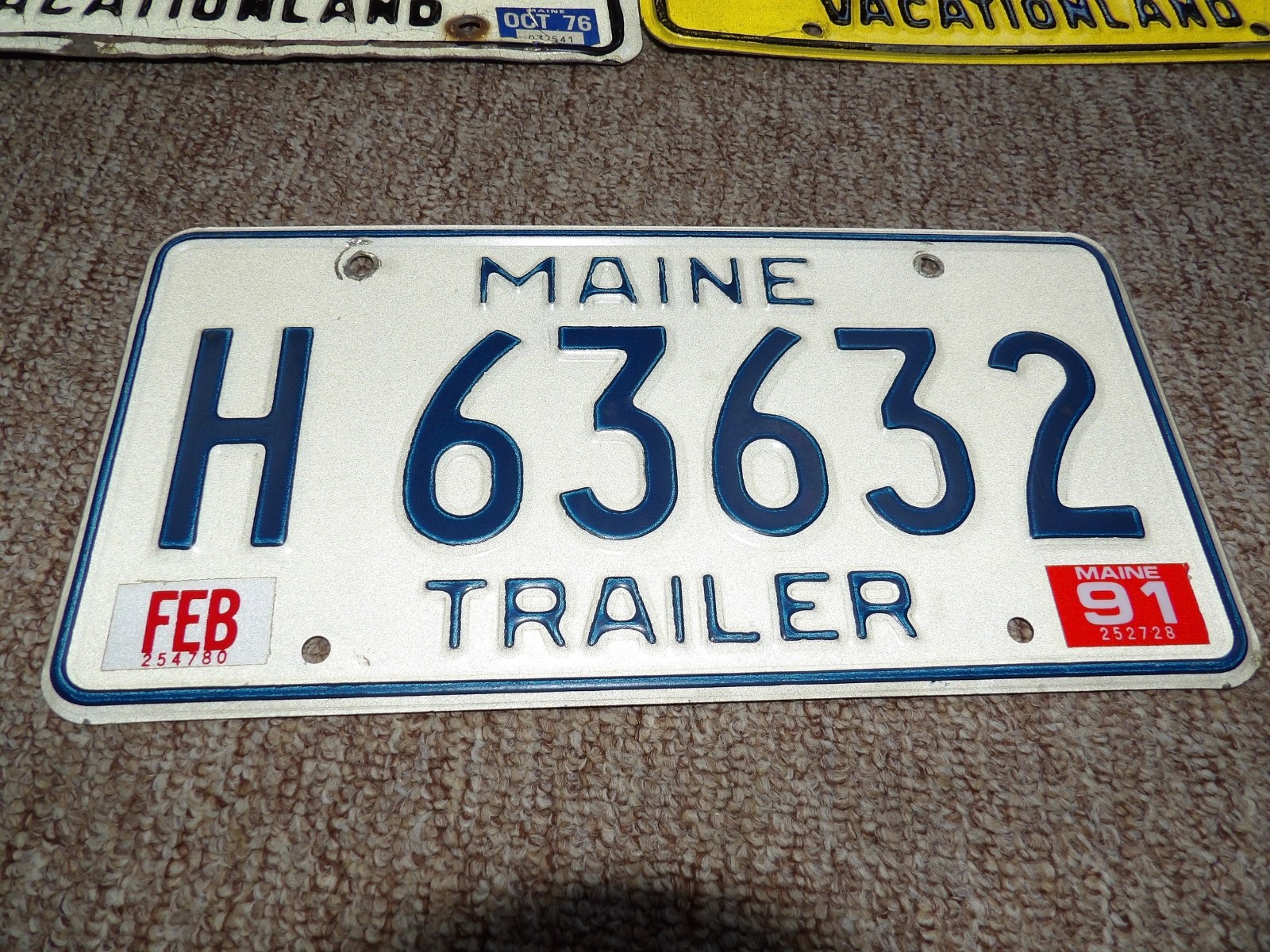 Vintage 1991 Maine Trailer License Plate # H 63632