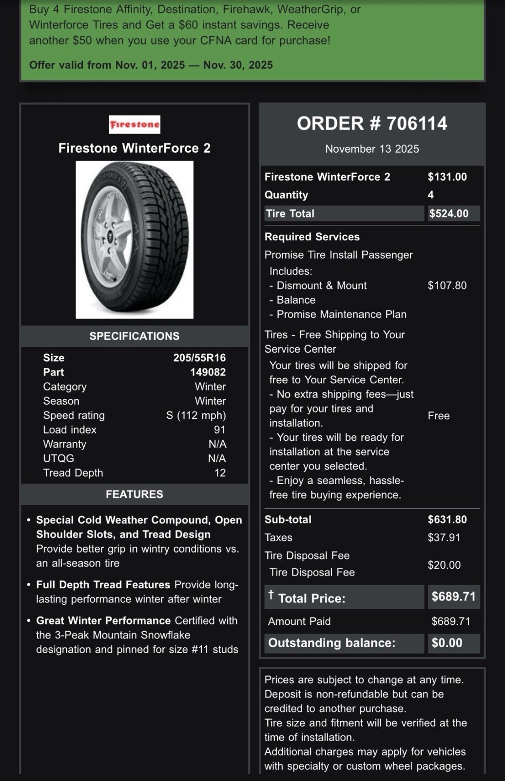Four Partially Used, But Still New, Studded Winter Tires Four Partially Used, But Still New, Studded Winter Tires