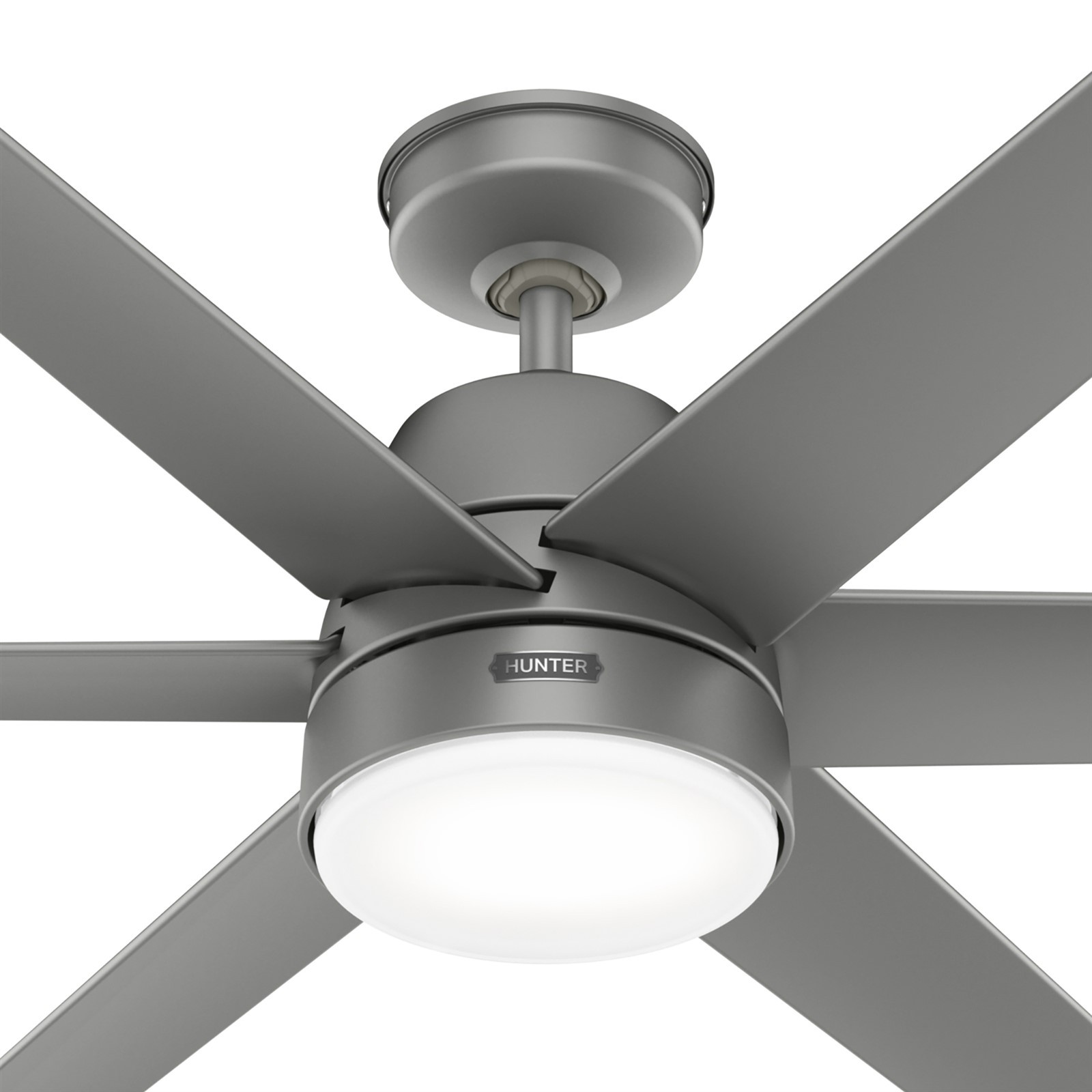 Hunter Fan 60 inch Matte Silver Outdoor Ceiling Fan with LED Light and 6 Blade