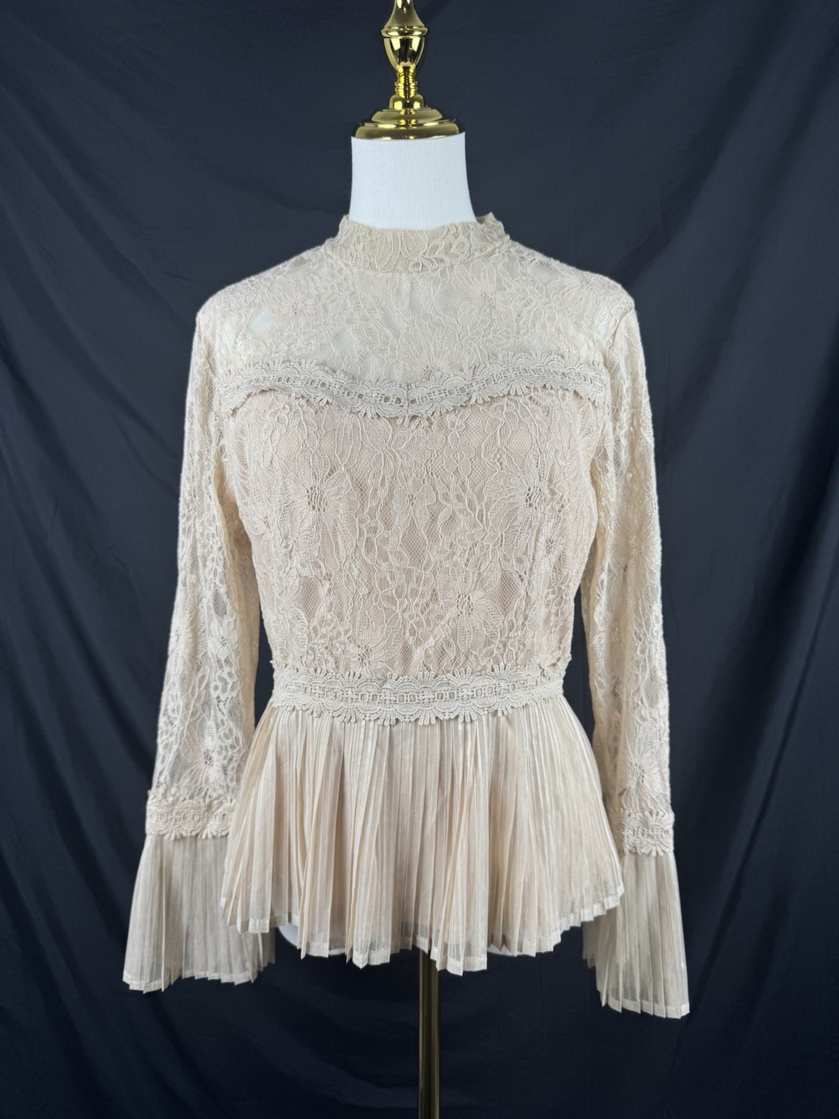 A.Calin by Flying Tomato Beige Blouse Sz S Victorian Edwardian Romantic BOHO NEW A.Calin by Flying Tomato Beige Blouse Sz S Victorian Edwardian Romantic BOHO NEW