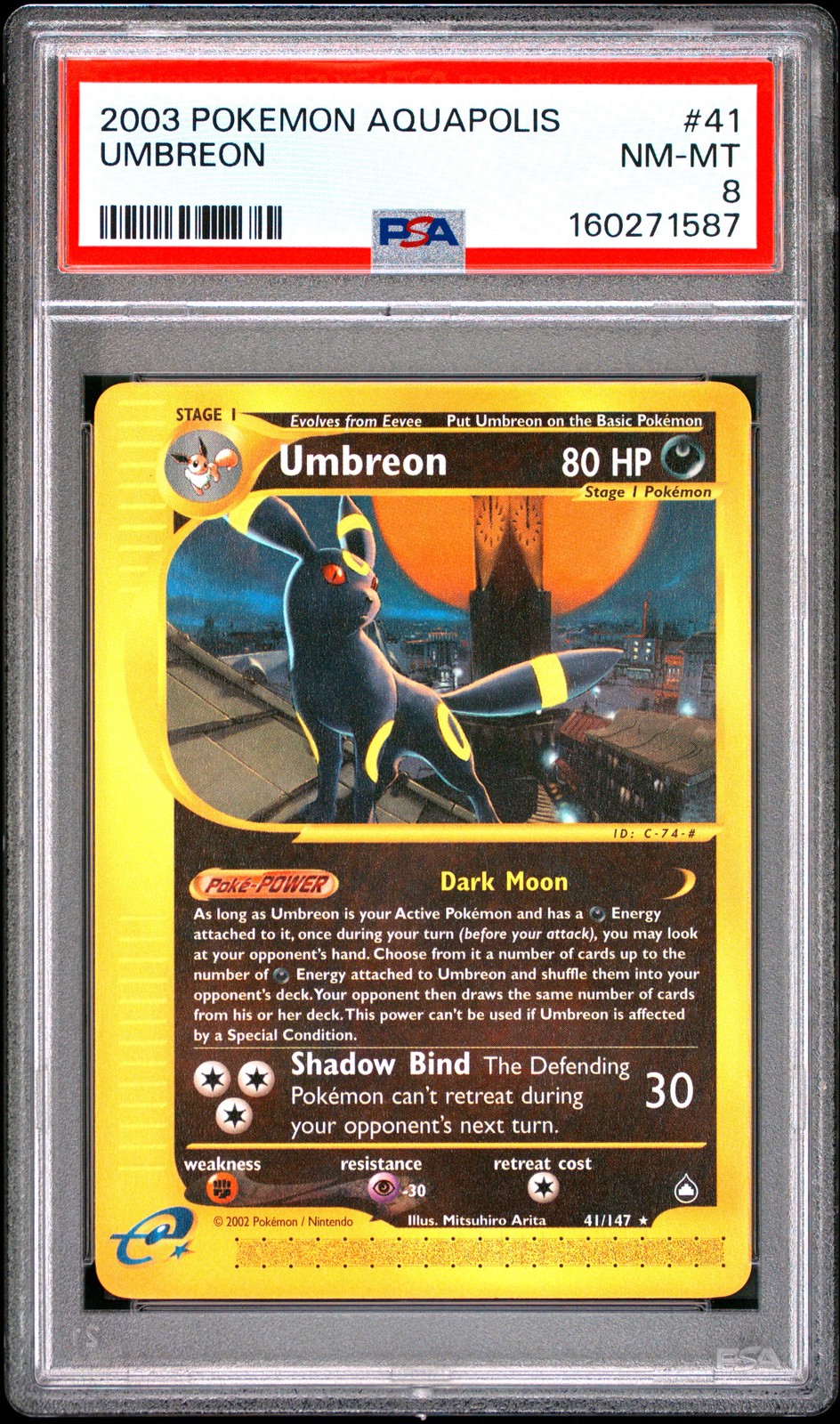 2003 POKEMON AQUAPOLIS #41 UMBREON PSA 8