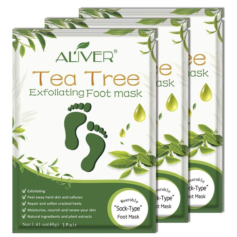 ALIVER Foot Peeling Mask Moisturizing Natural Exfoliating Foot Mask - Pack of 3