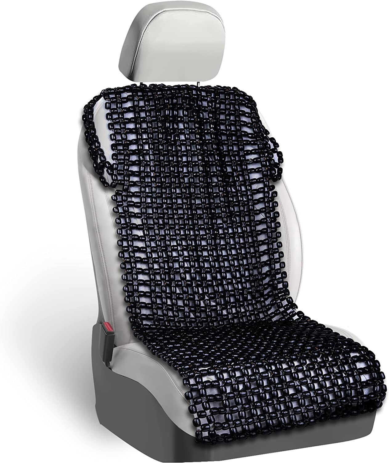 Zone Tech Black Car Wooden Beaded Seat Cover Massage Cushion Double Strung
