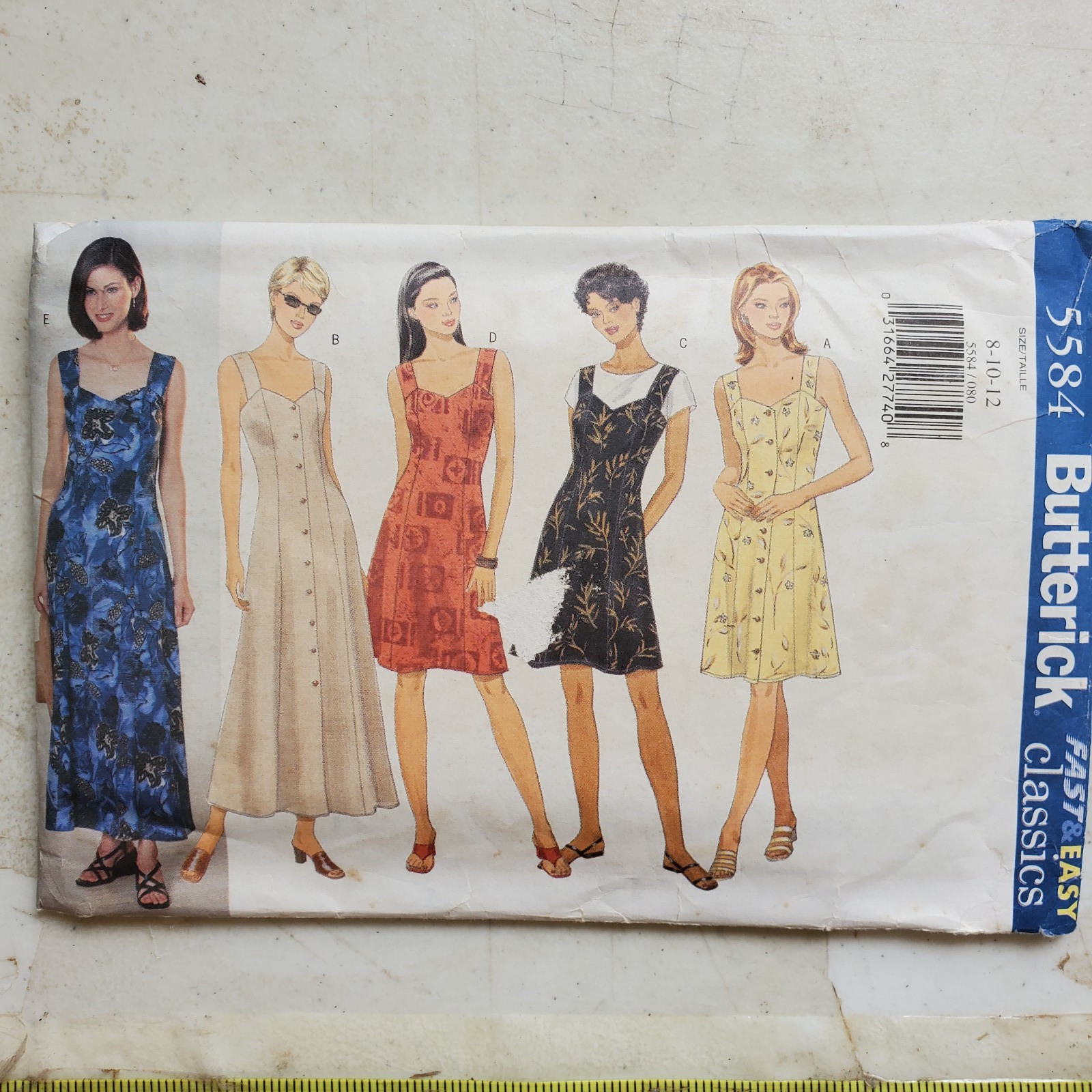 Vtg Butterick Pattern 5584 Dress Close-Fitting Princess Seams Miss 8 10 12 CUT