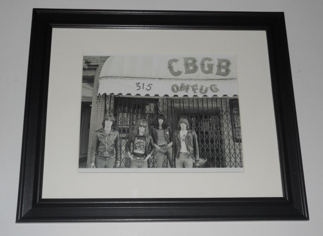 Framed Ramones CBGB 1975 B/W NYC Punk Johnny, Joey, Tommy, Dee Dee 14