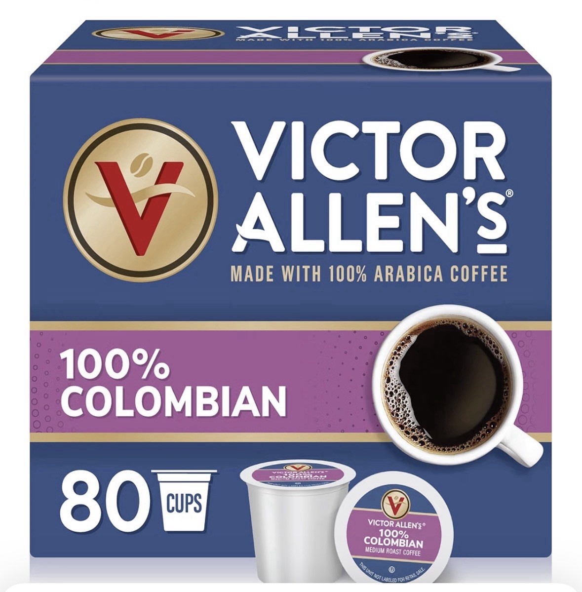 Victor Allen\'s Coffee 100% Colombian, Medium Roast, 80 Count Single Serve Coffee
