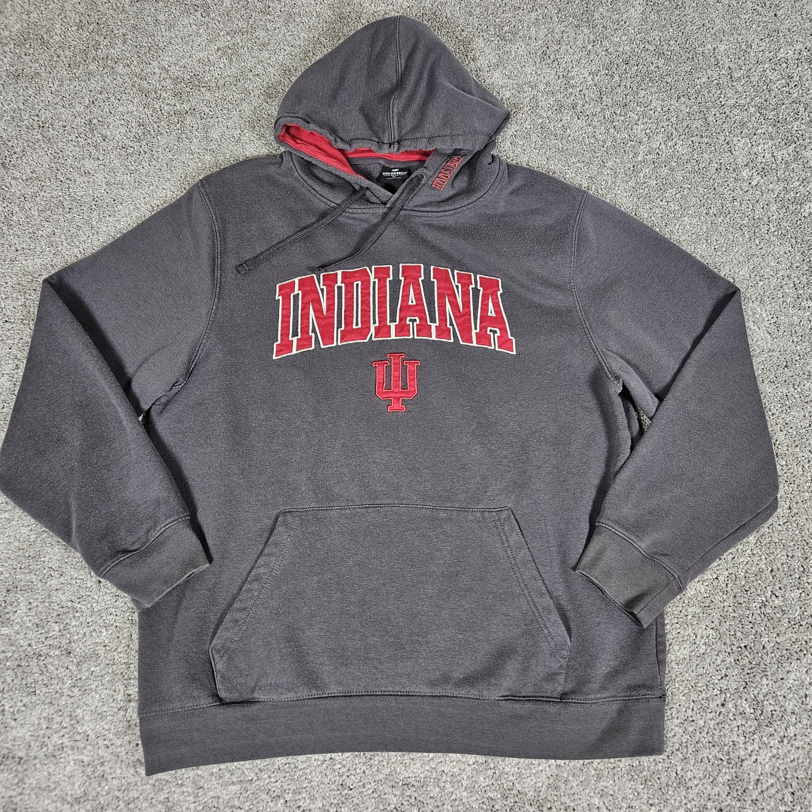Colosseum IU Indiana University Hoodie Men\'s XL Gray Hoosiers Embroidered 