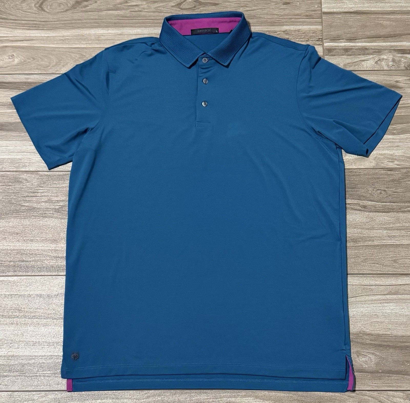 Size L - Greyson Performance Polo Shirt Golf Aqua Solid Stretch Size L - Greyson Performance Polo Shirt Golf Aqua Solid Stretch