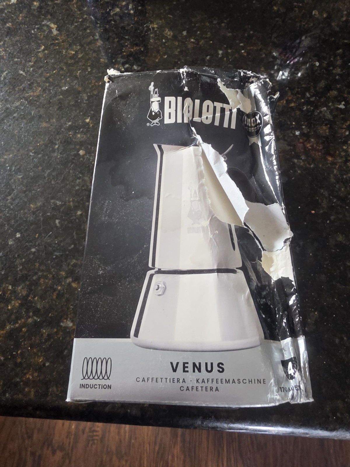 Bialetti Venus Induction Stovetop Espresso Maker 18/10 Stainless Steel 4 Cups