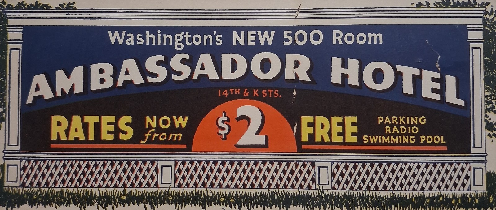 1910s-20s AMBASSADOR HOTEL Washington DC Coupon brochure 1910s-20s AMBASSADOR HOTEL Washington DC Coupon brochure