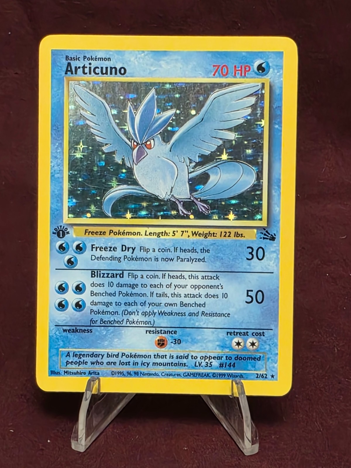 VINTAGE 1999 Pokemon TCG 1st Edition Articuno 2/62 Fossil Holo