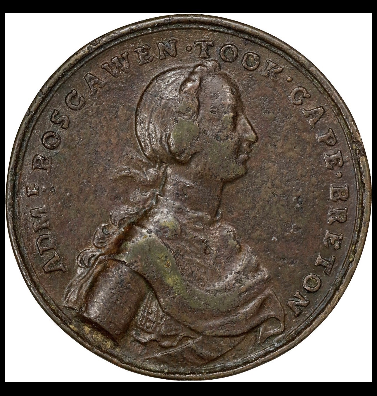 1758 Boscawen at Louisbourg Medal Betts-403 Pinchbeck Scarce 1758 Boscawen at Louisbourg Medal Betts-403 Pinchbeck Scarce