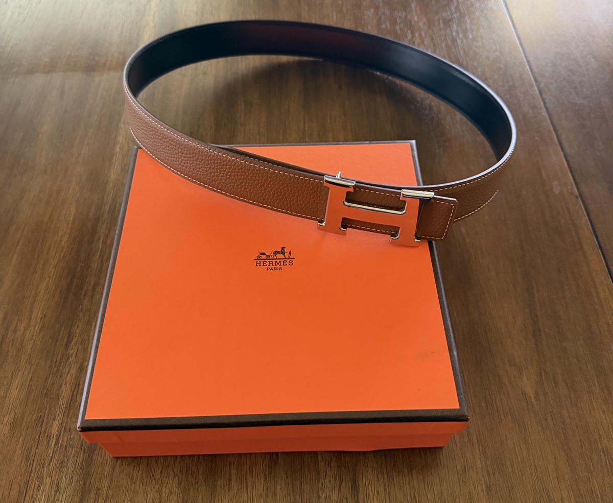 Hermès Reversible H Belt 32mm Gold Brown Black Silver Buckle Size 85 Hermès Reversible H Belt 32mm Gold Brown Black Silver Buckle Size 85