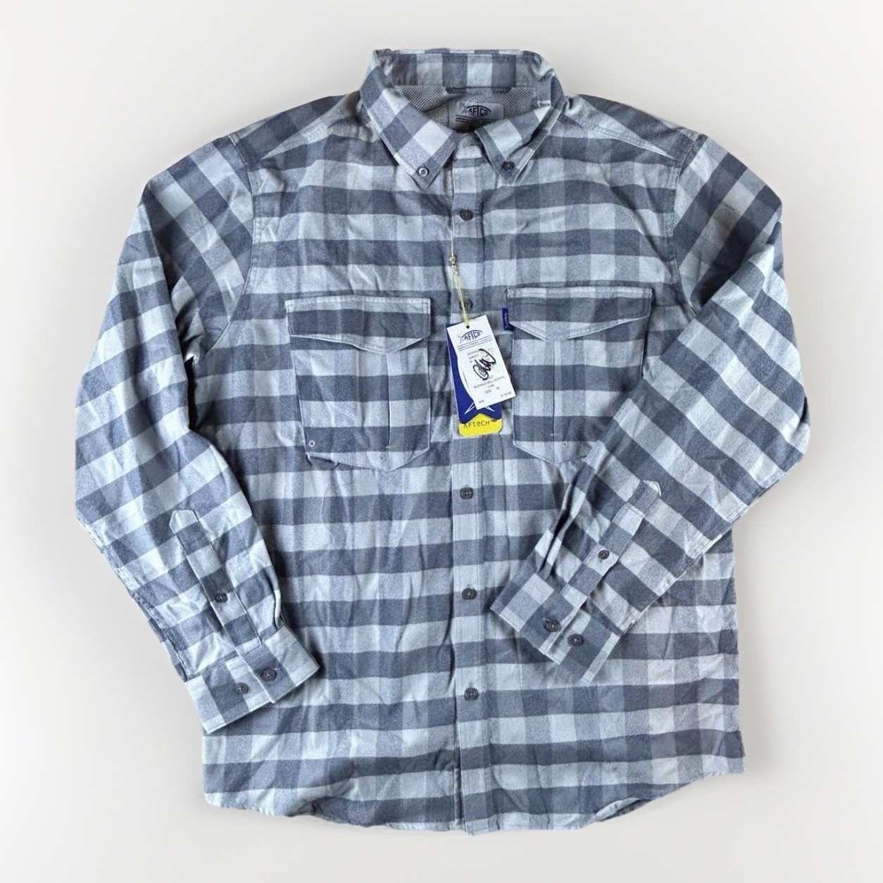AFTCO Men's Buffalo Bill Tech Fleece LS Shirt Fishing Size Medium NWT Gray AFTCO Men's Buffalo Bill Tech Fleece LS Shirt Fishing Size Medium NWT Gray