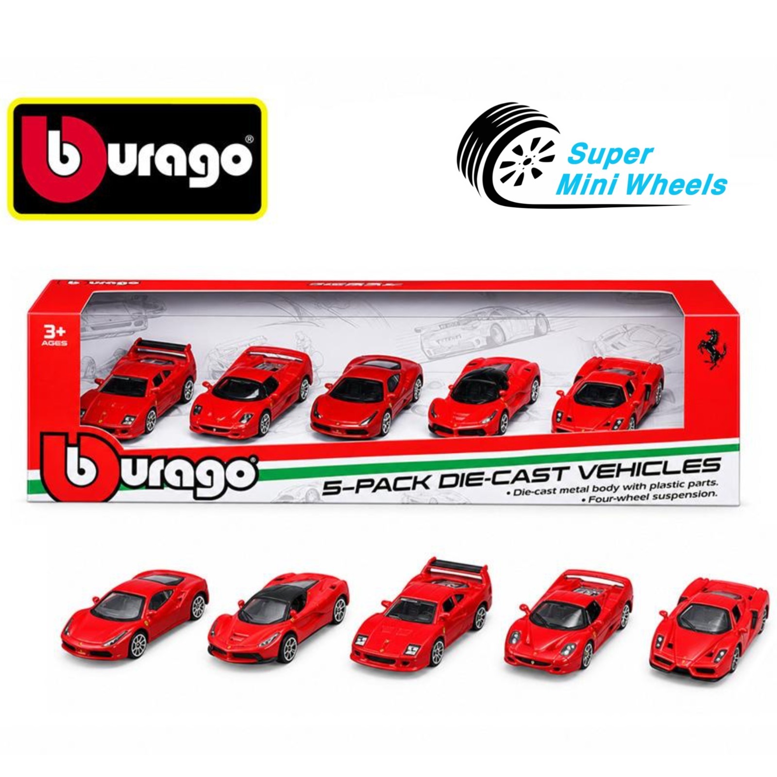 Bburago 1:64 Ferrari 5 Pack Diecast Vehicles Bburago 1:64 Ferrari 5 Pack Diecast Vehicles