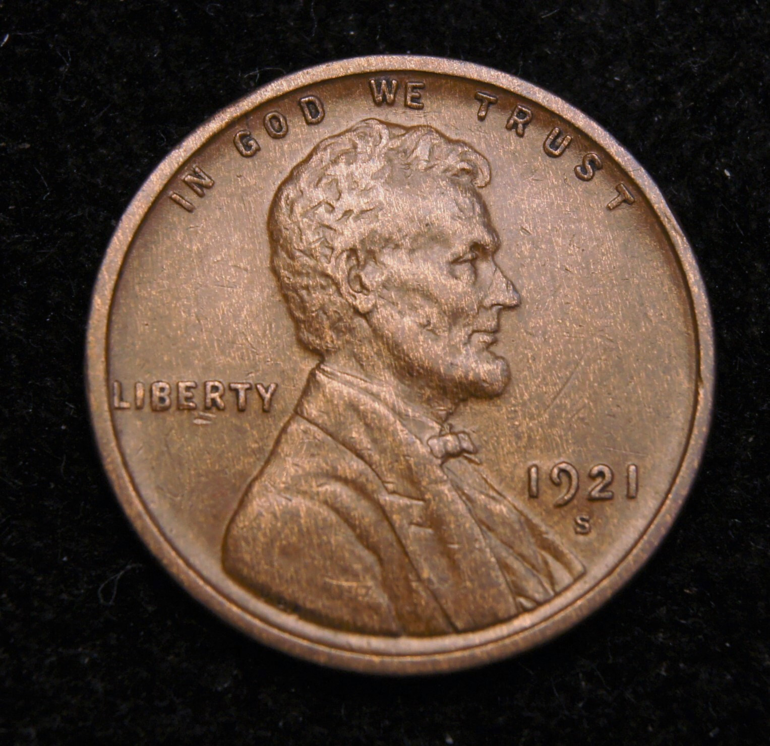 1921-S Lincoln Wheat Cent  AU
