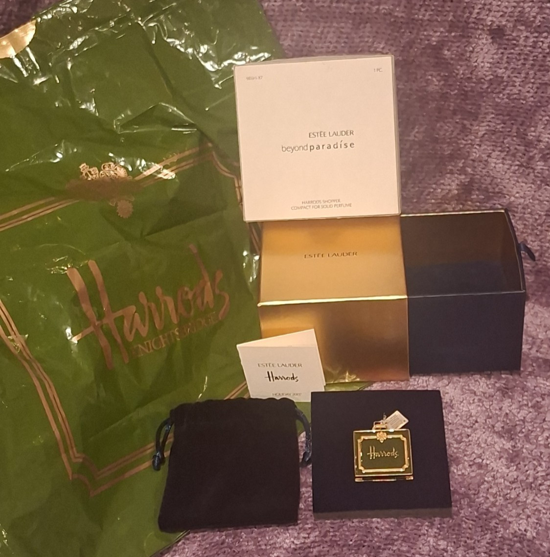 Estee Lauder Harrods Shopper Solid Perfume Compact Beyond Paradise 2007 Boxed