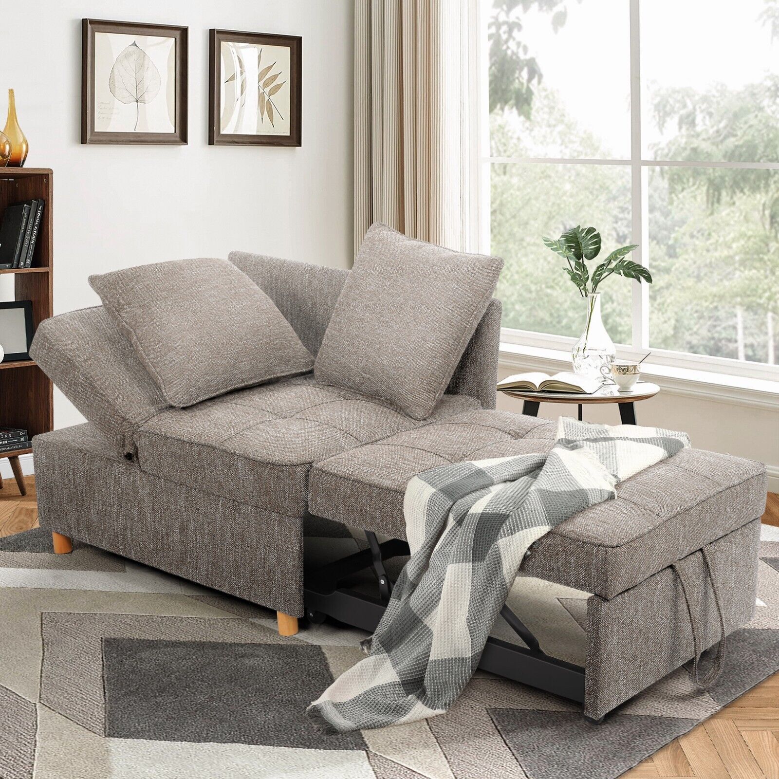 4-in-1 Sofa Bed Chair, Convertible Chair Linen Fabric loveseat Longer Sleeper⭐ 4-in-1 Sofa Bed Chair, Convertible Chair Linen Fabric loveseat Longer Sleeper⭐