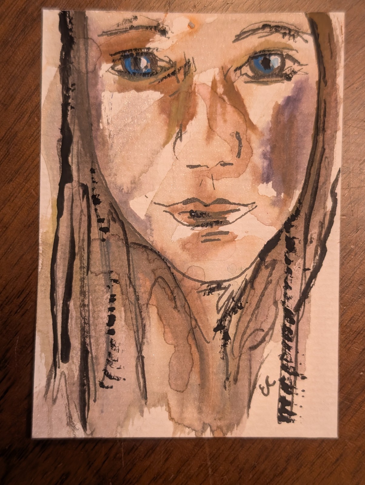 ACEO OOAK Female Portrait Mixed Media Drawing Painting Signed 2.5x3.5\ ACEO OOAK Female Portrait Mixed Media Drawing Painting Signed 2.5x3.5\