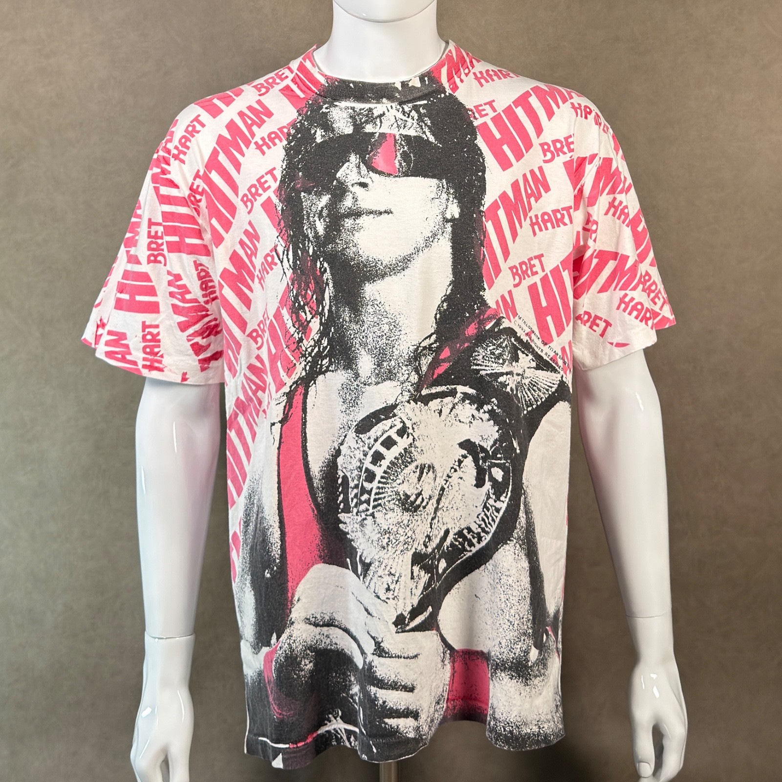 Vintage 1993 WWF Bret Hitman Hart AOP Titan Sports T Shirt XL Wrestling 90s Vintage 1993 WWF Bret Hitman Hart AOP Titan Sports T Shirt XL Wrestling 90s