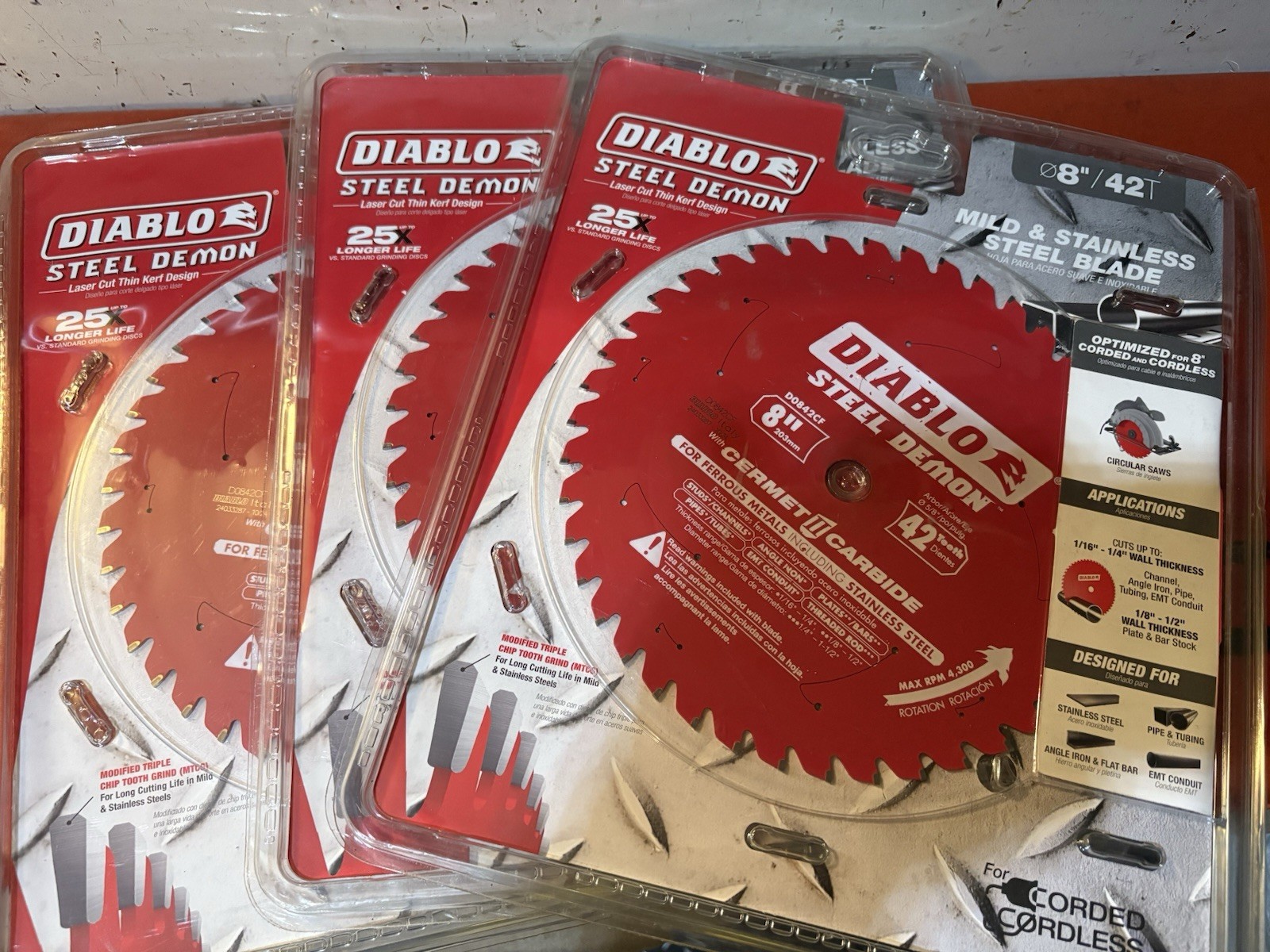 Diablo Steel Demon D0842CF 8” 42T LOT OF 10 Cutting Saw Blades Cermet II Carbide