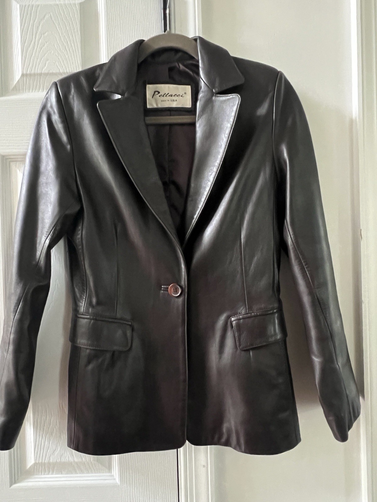 PELLACCI Vintage Italian Leather Blazer Jacket Chocolate Brown — SZ SMALL
