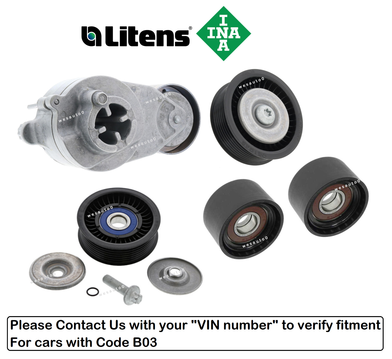 Left Belt Tensioner Idler Pulley 5pcs OEM for Sprinter 2500 3500 35XD V6 (B06)