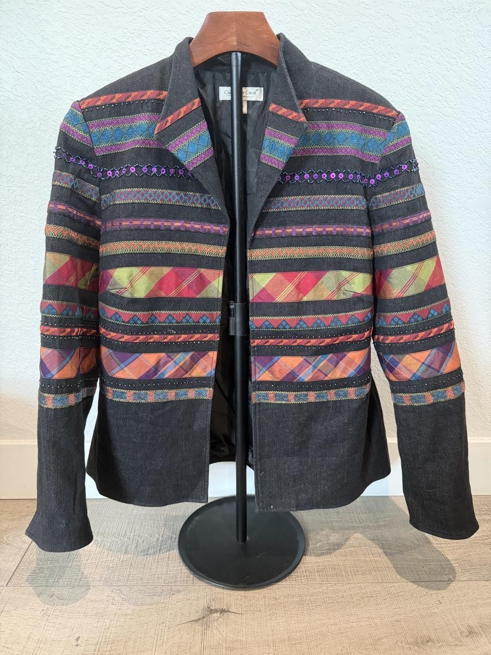 Coldwater Creek Women\'s Multicolored Aztec Print Blazer Jacket Coldwater Creek Women\'s Multicolored Aztec Print Blazer Jacket