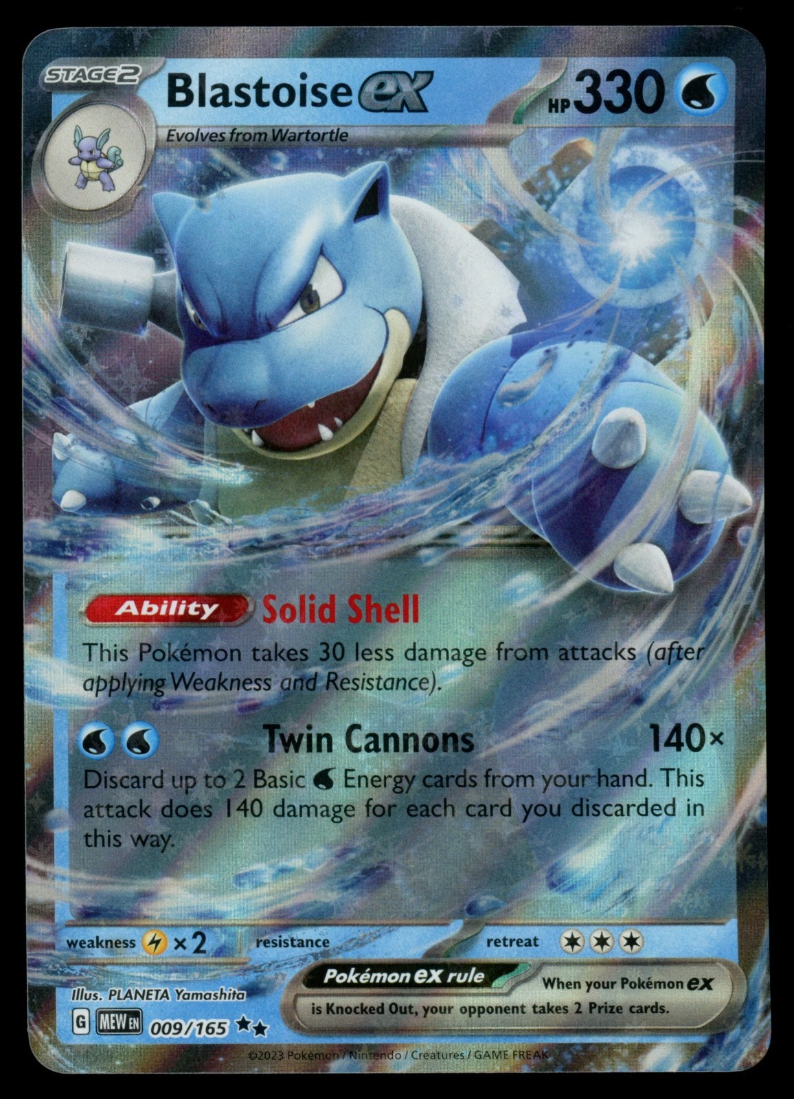 Blastoise ex 009/165 Scarlet & Violet 151 EX Holo Double Rare