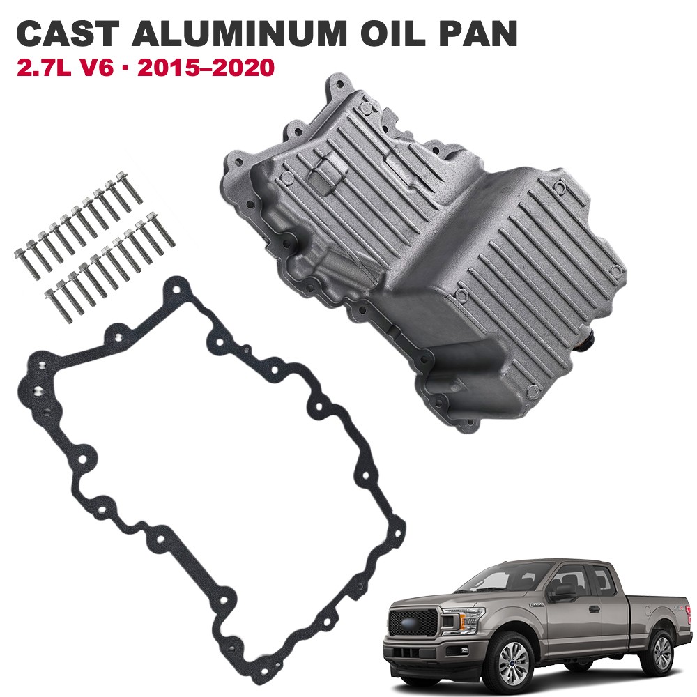 Cast Aluminum Replace Plastic Lower Oil Pan 2.7L V6 for Ford F-150 2015-2020