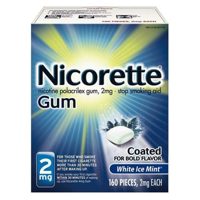 Nicorette 2 mg Nicotine Stop Smoking Aid Gum, White Ice Mint - 160 Count Nicorette 2 mg Nicotine Stop Smoking Aid Gum, White Ice Mint - 160 Count