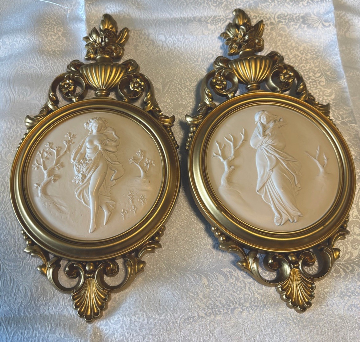 Vintage 60’s Syroco Hollywood Regency Cameo Wall Plaques Greek Roman Goddesses Vintage 60’s Syroco Hollywood Regency Cameo Wall Plaques Greek Roman Goddesses
