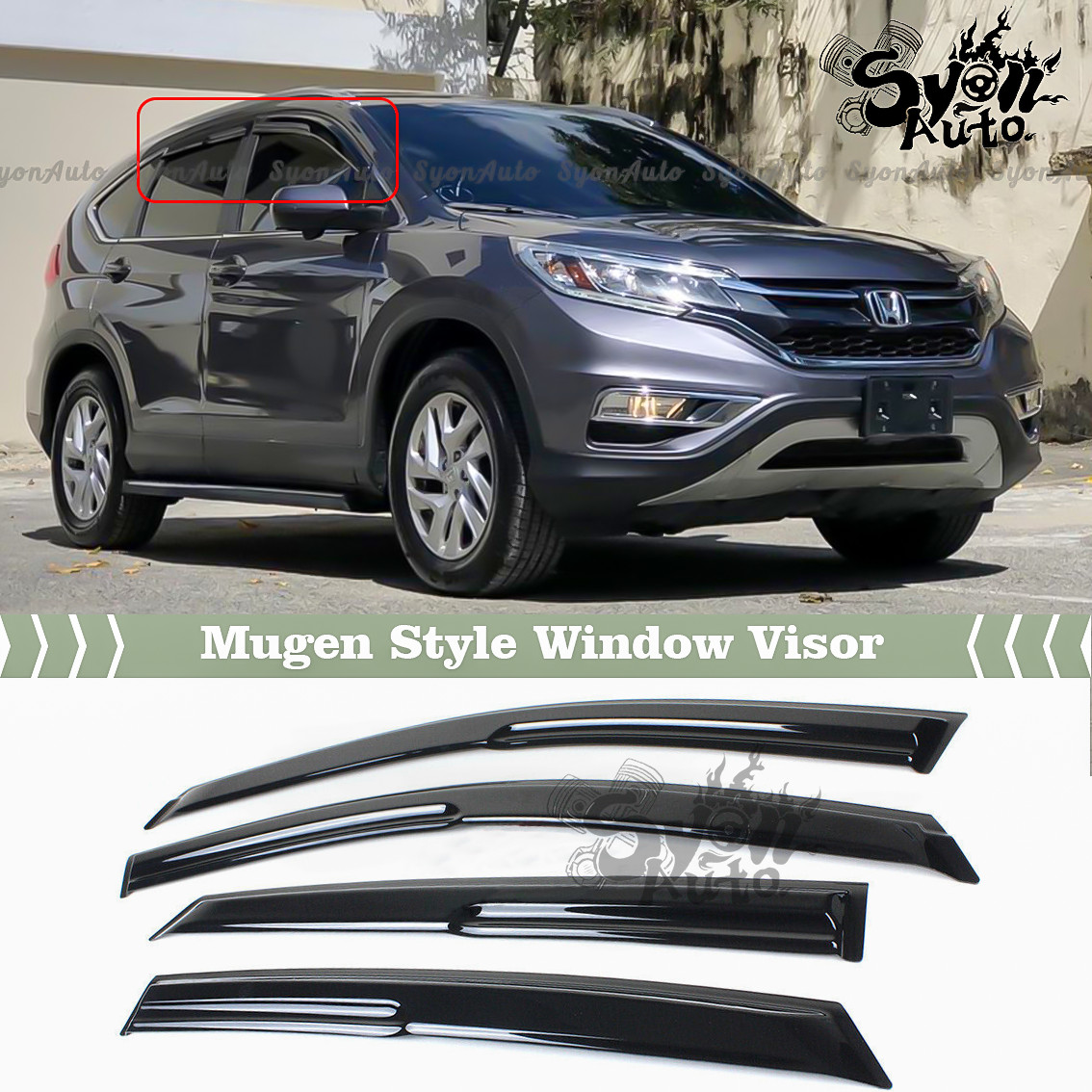 FITS 2012-2016 HONDA CRV CR-V JDM MUGEN STYLE WINDOW VISOR RAIN GUARD DEFLECTOR