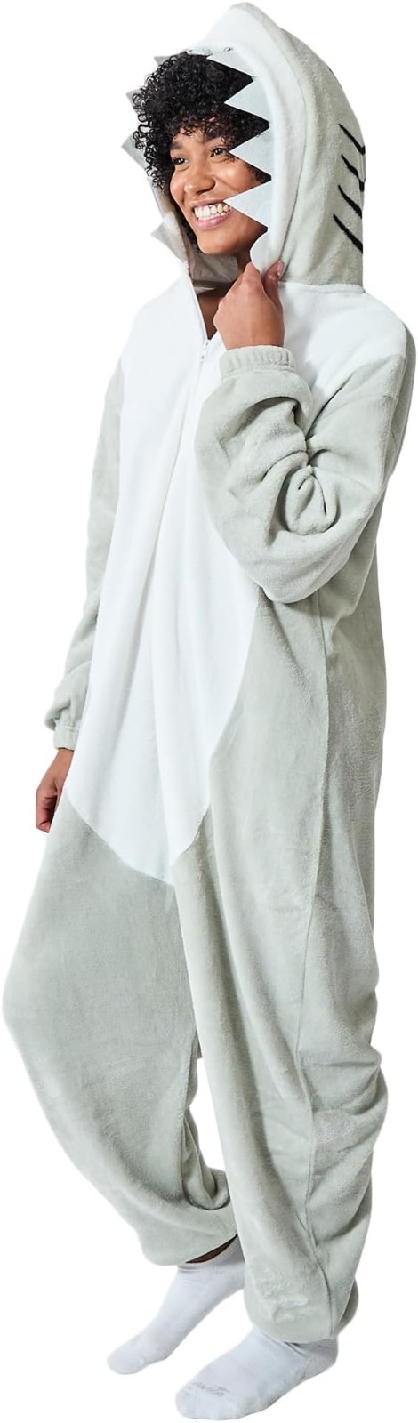 Shark Adult Unisex Hooded One Piece Pull On Costume Pajamas Soft Fleece Size XXL Shark Adult Unisex Hooded One Piece Pull On Costume Pajamas Soft Fleece Size XXL