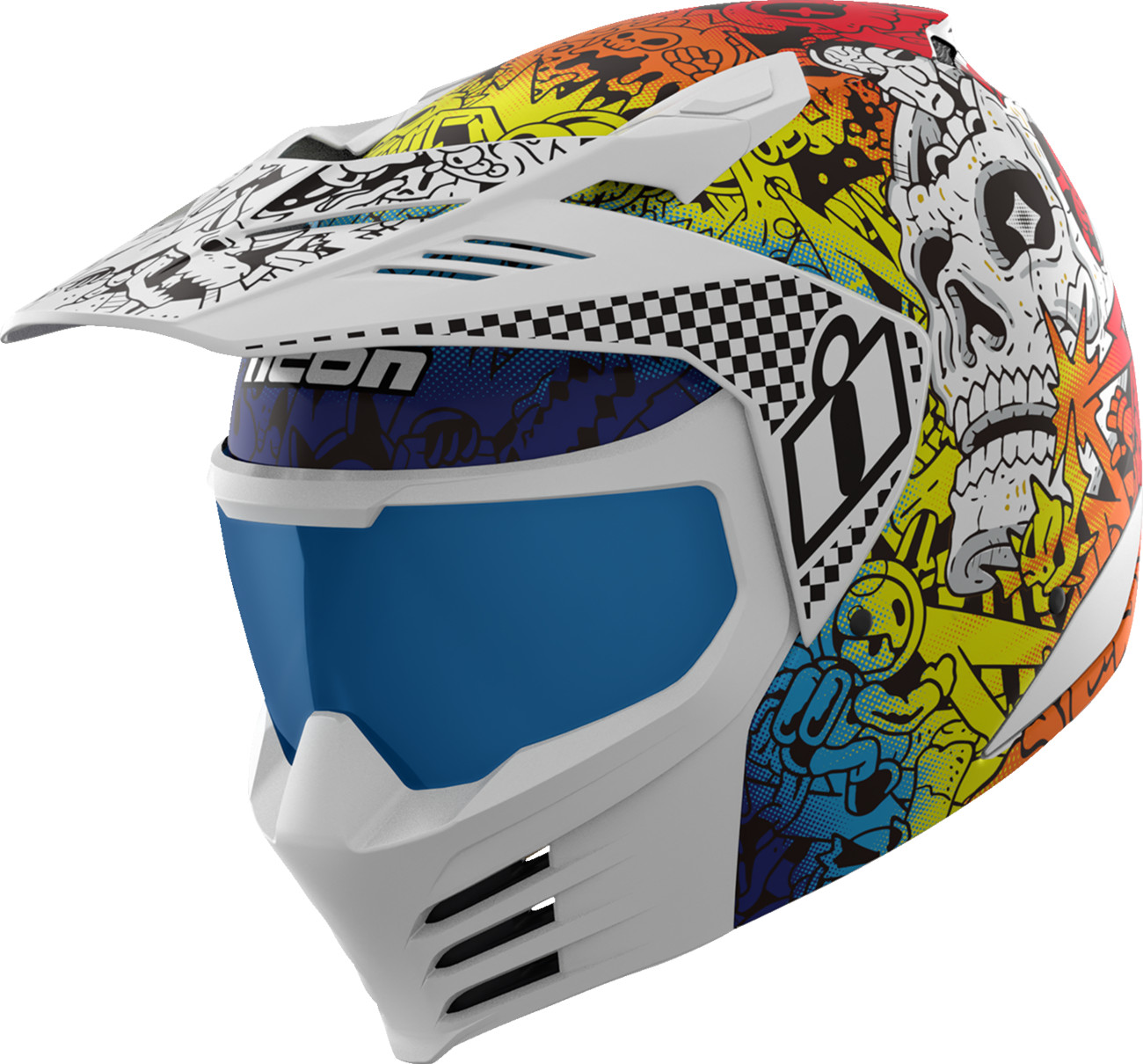 ICON - Elsinore Helmet Doodle 3 White XL | 0104-3441