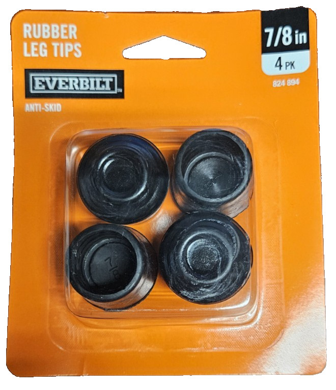 Everbilt 4 Pack 7/8 in. Furniture Table Chair Rubber Leg Tips Anti Skid - Black