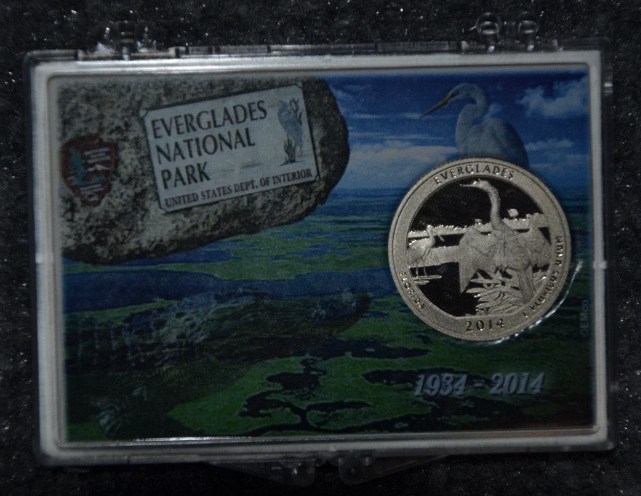 2014-S Clad Proof Everglades National Park Quarter 25C w/2x3 Snaplock Case
