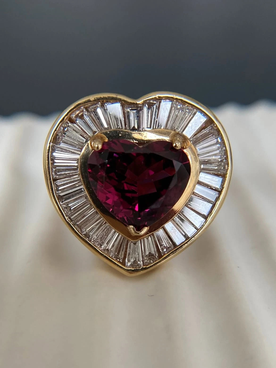 3.90Ct Heart Cut Natural Red Ruby Diamond Wedding Ring Solid 14K Yellow Gold