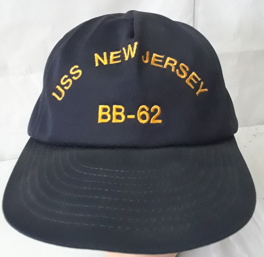 Vintage USS New Jersey BB-62 Hat Cap Blue SnapBack One Size