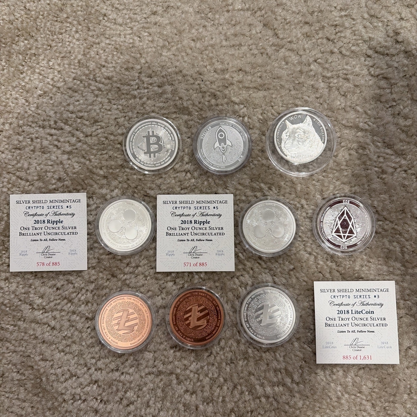 Crypto Silver Coins .999 lot VERY RARE Crypto Silver Coins .999 lot VERY RARE