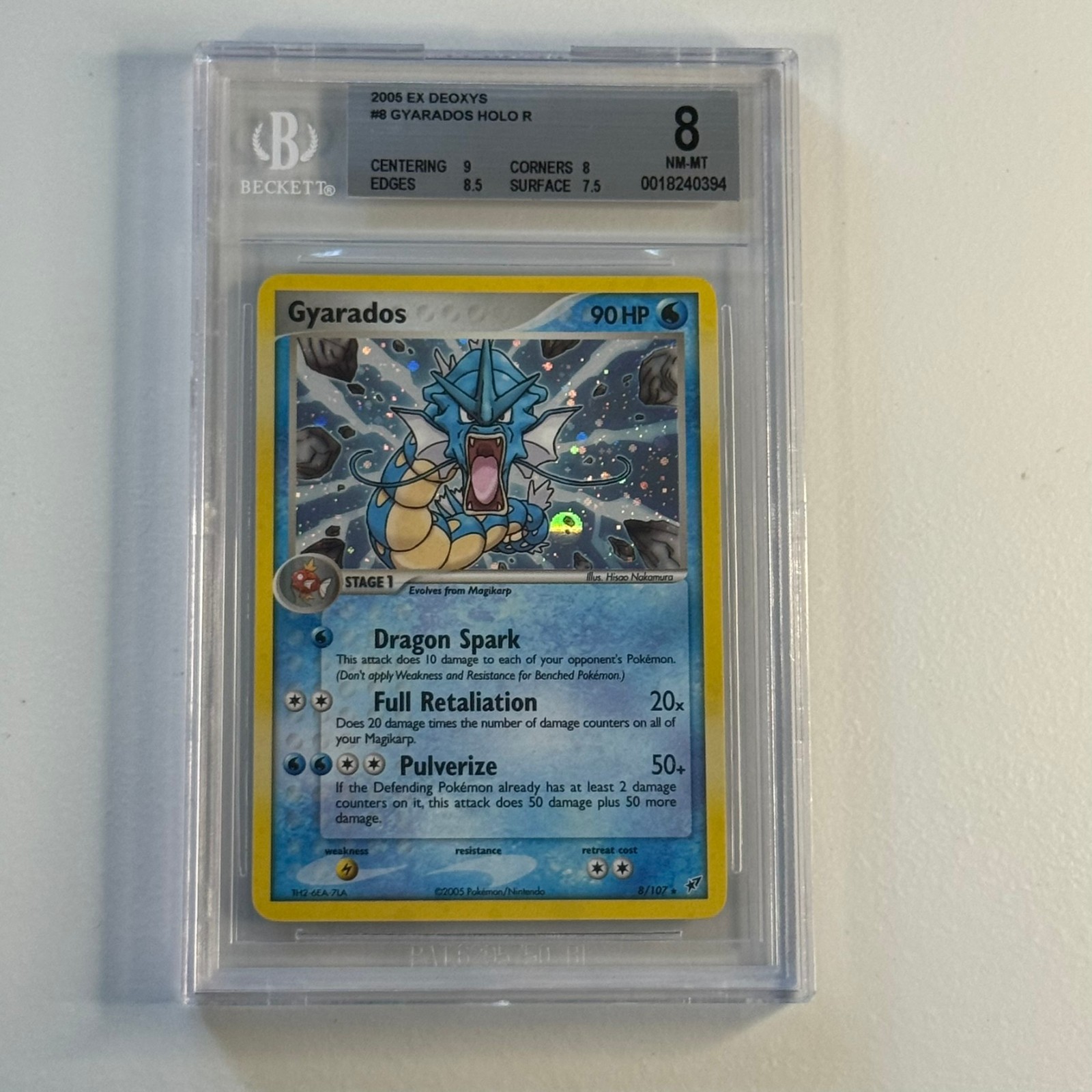 2005 POKEMON EX DEOXYS #8 GYARADOS-HOLO BGS 8