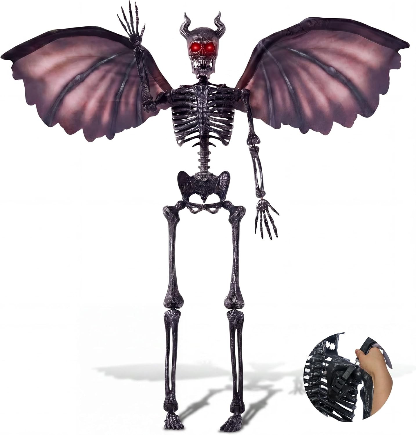 5FT Devil Skeleton Halloween Decor Posable Life-Size Realistic Haunted House.