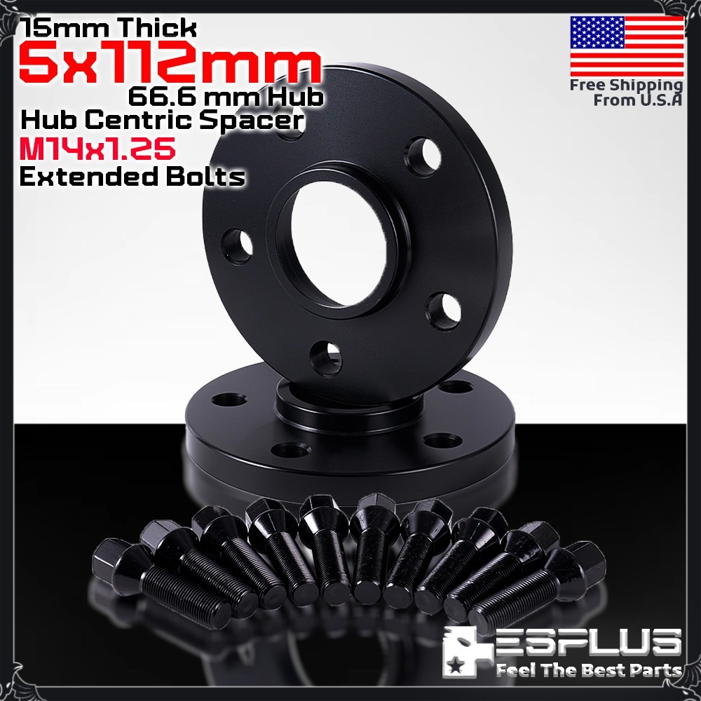 2 Pcs 15 mm BMW 5x112mm 66.6mm Hub Centric Spacer Fit 1-8/I/M/X-Series etc.