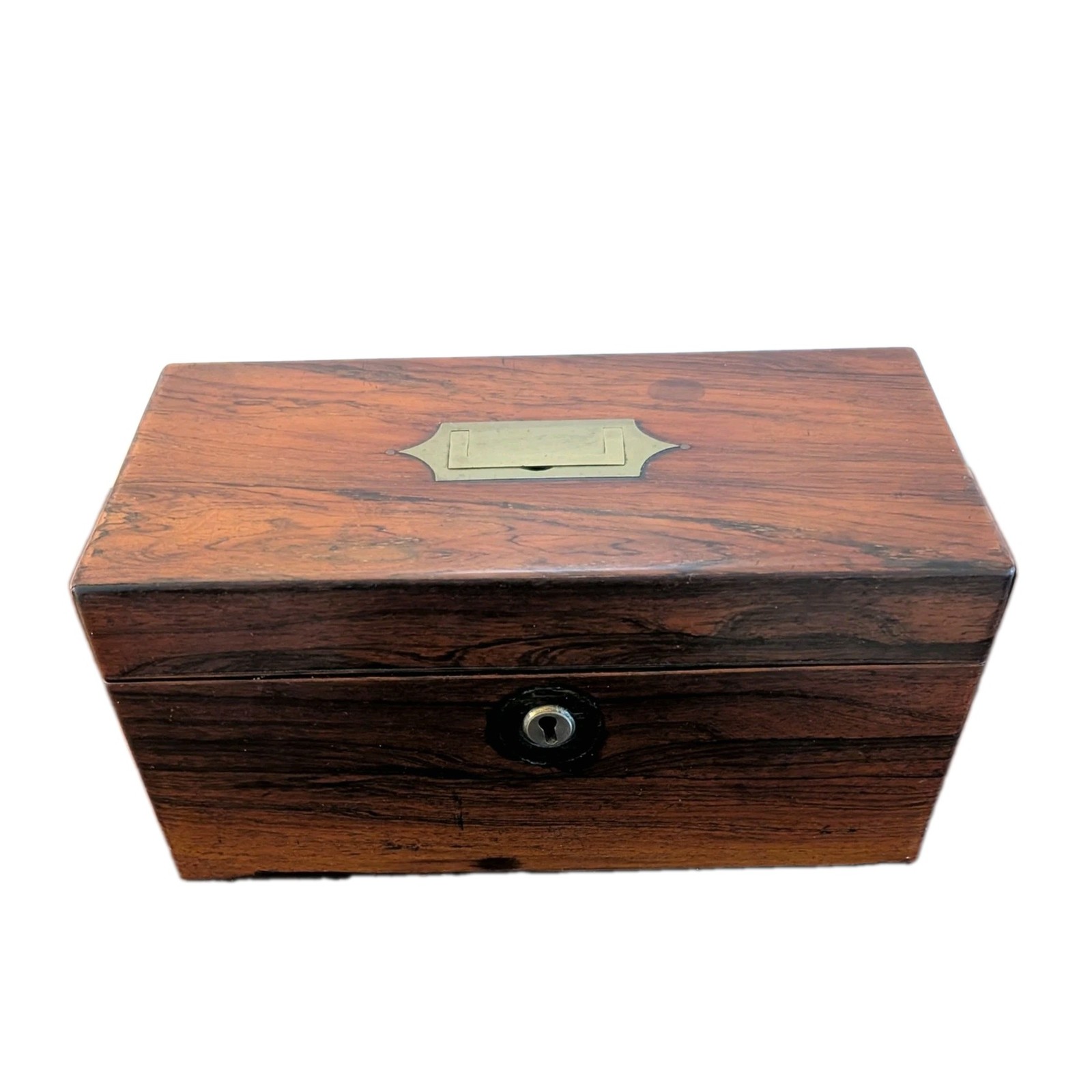 Antique English Georgian / Victorian 1820-1850s Rosewood Tea Caddy Antique English Georgian / Victorian 1820-1850s Rosewood Tea Caddy